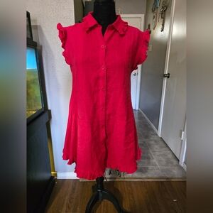 Olivaceous Bright Red Ruffle Mini Dress